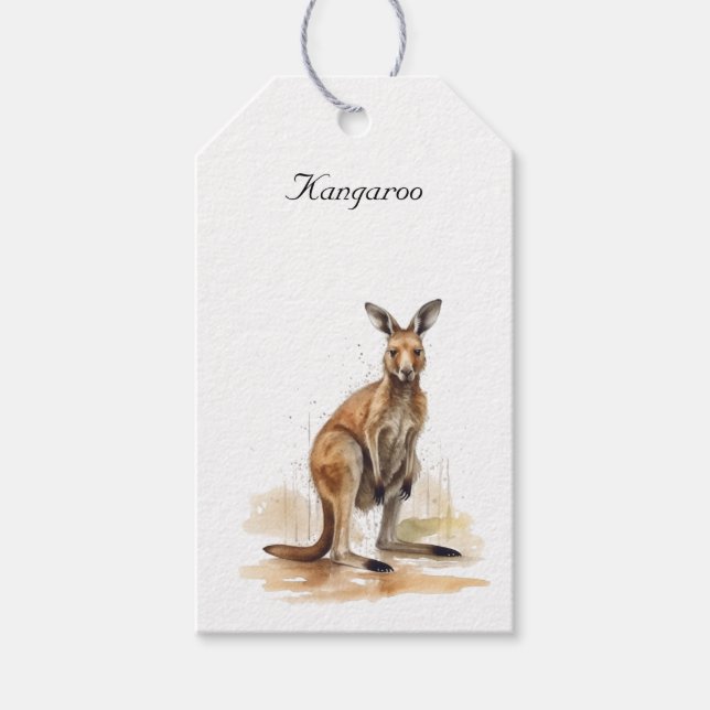 Outdoor Wanderer: Wasserfarbe Kangaroo Brauch Geschenkanhänger (Vorderseite)