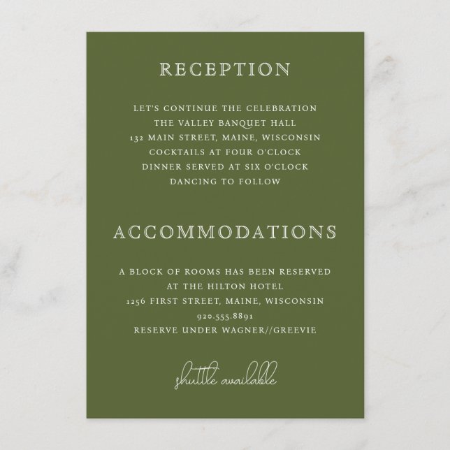 Outdoorfischen Lure Hooks Grüne Hochzeitseinlage Begleitkarte (Vorderseite)