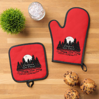 Outdoors Get there! Canoes  Ofenhandschuh & Topflappen-Set