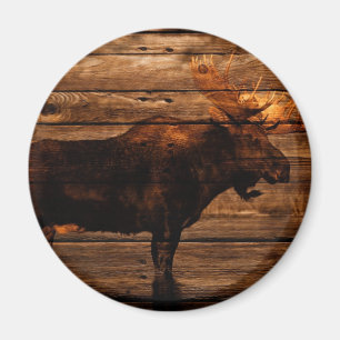 Outdoorsman beunruhigte hölzerne Tierstierelche Magnet