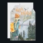 Outdoorsy Girls Adventure Birthday Card<br><div class="desc">Diese im Freien thematische Geburtstagskarte zeigt ein Mädchen mit blonden Braiden, das eine Kaffeetasse hält, und zeigt auf der Rückseite ein anderes Aquarellbild von zwei Freunden, die auf eine Karte mit einem Gruß schauen, auf der steht: "Wir wünschen Ihnen ein weiteres Jahr phantastischer Abenteuer." Sie können diese Karte mit zwei...</div>