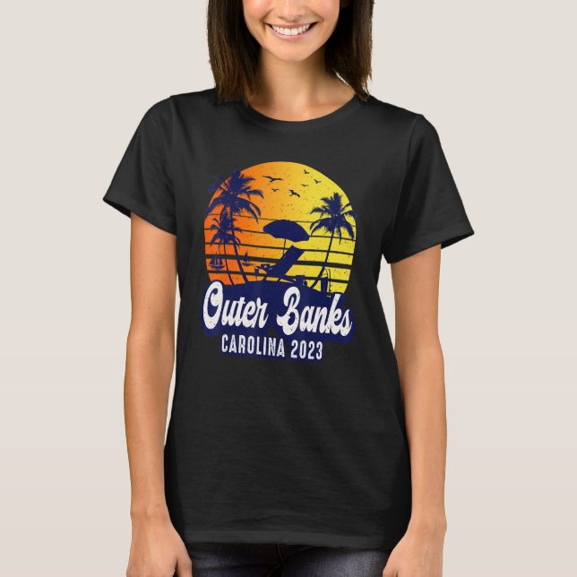 Outer Banks 2023 Carolina Sunset Beach Retro T-Shirt (Vorderseite)