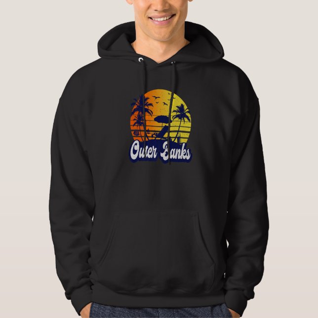Outer Banks Carolina Sunset Beach Retro Premium Hoodie (Vorderseite)