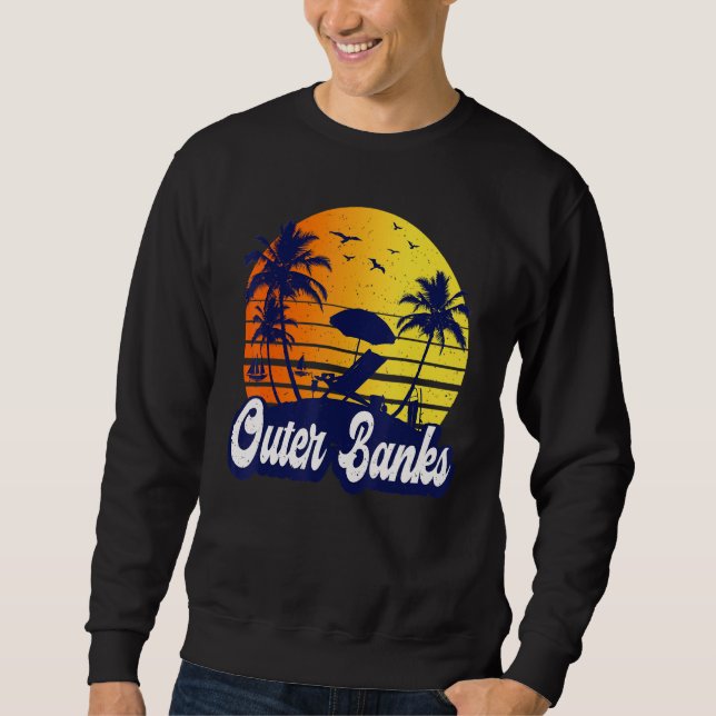 Outer Banks Carolina Sunset Beach Retro Sweatshirt (Vorderseite)