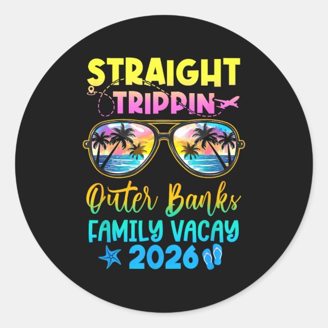 Outer Banks Family Vacay Vacation 2026 Straight Tr Runder Aufkleber (Vorderseite)