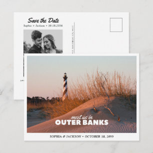 Outer Banks Hochzeit Reise Retro Save-the-Date Postkarte