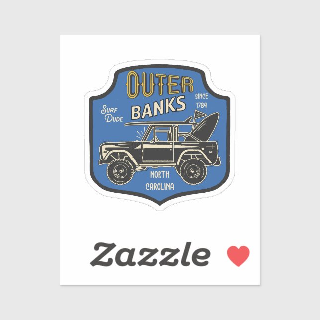 Outer Banks NC Badge Aufkleber (Blatt)