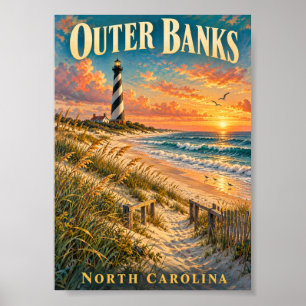 Outer Banks North Carolina Leuchtturm Sonnenunterg Poster