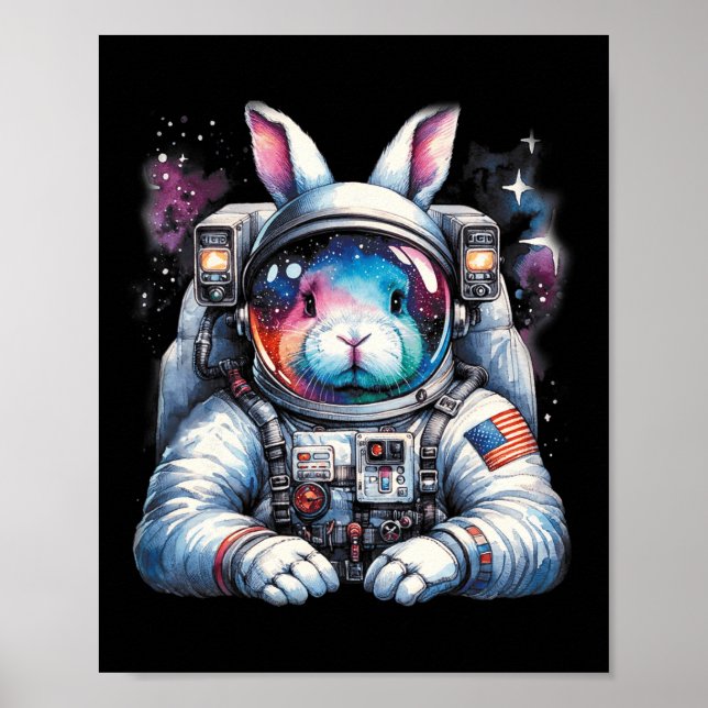 Outer Bunny Ostertag Rabbit Usa Fun Space Poster (Vorne)