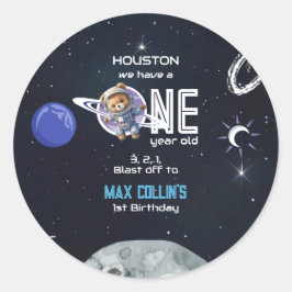Outer Space Astronaut 1st Birthday Runder Aufkleber