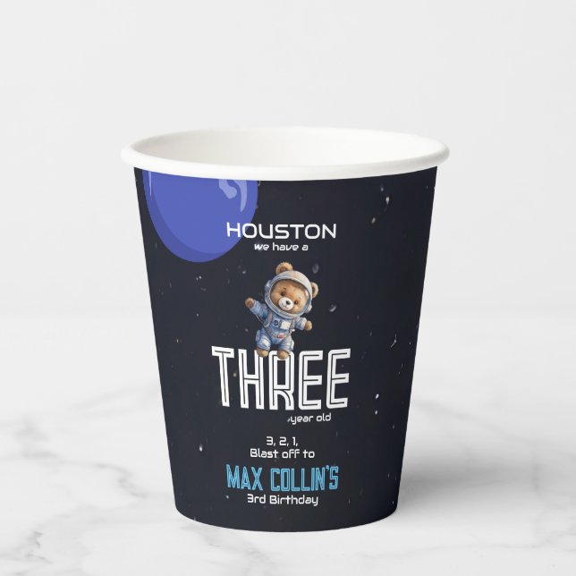 Outer Space Astronaut Any Age Birthday Pappbecher (Vorderseite)