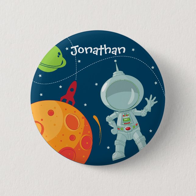 Outer Space Astronaut Birthday Favor Button (Vorderseite)