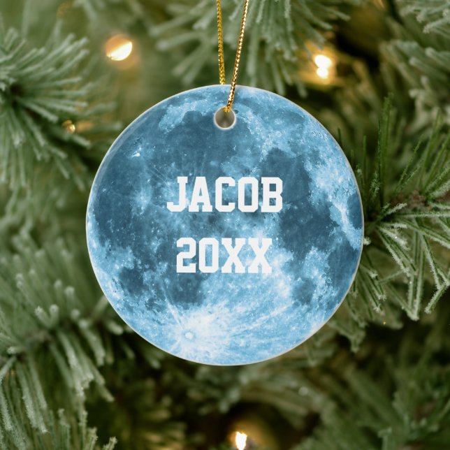 Outer Space Astronomy Astronaut Custom Name Moon  Keramik Ornament (Baum)