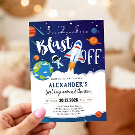 Outer Space First Trip Around the Sun 1st Birthday Einladung