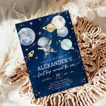 Outer Space First Trip Around the Sun 1st Birthday