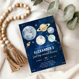 Outer Space First Trip Around the Sun 1st Birthday Einladung