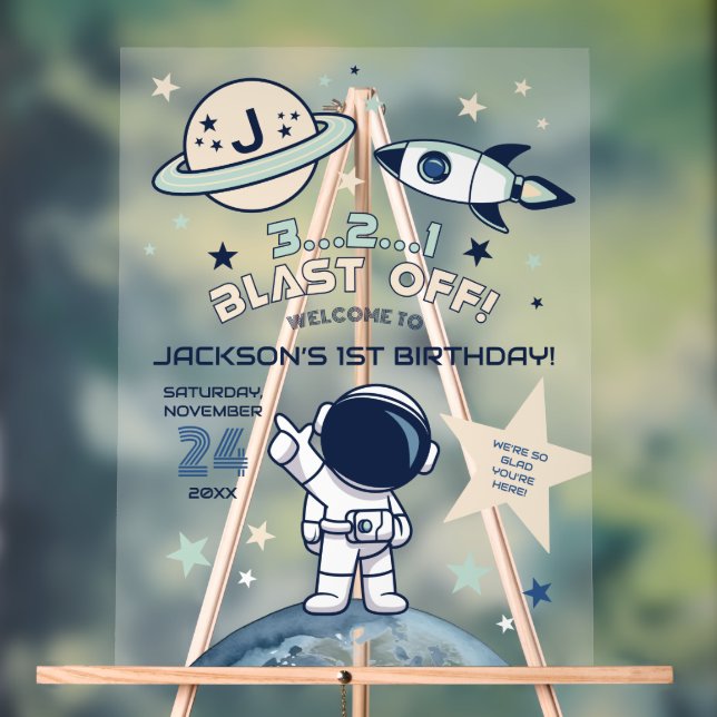 Outer Space Out of this World 1st Birthday Welcome (Neutre)