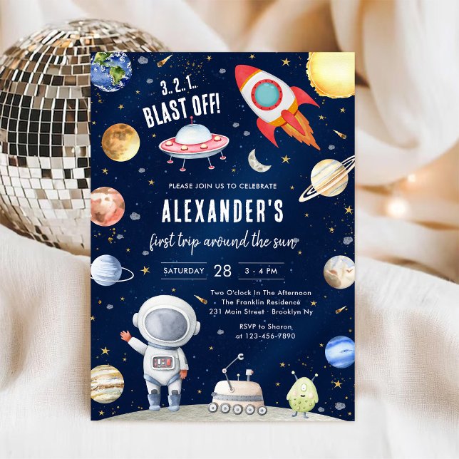 Outer Space Planets Astronaut Boy Birthday Einladung (Von Creator hochgeladen)