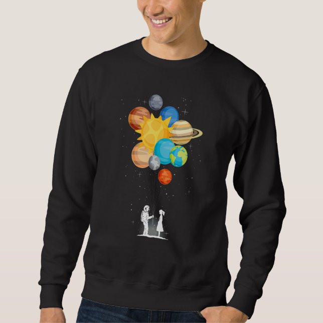 Outer space planets love spaceman  balloon spacema sweatshirt (Vorderseite)