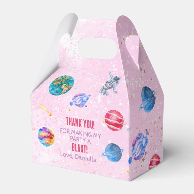 Outer Space Rocket Planets Blue Boy Birthday Gefal Geschenkschachtel (Vorderseite)