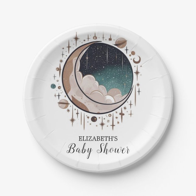 Outerspace Celestial Stars Baby Dusche Pappteller (Vorderseite)