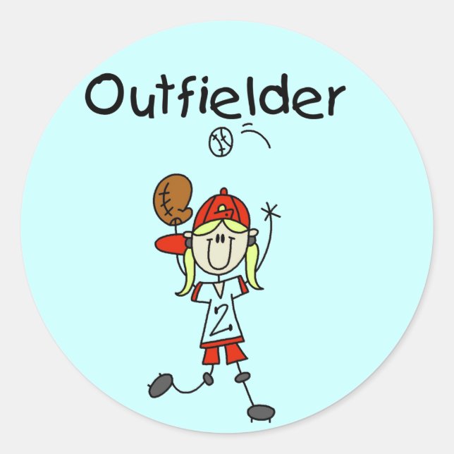 Outfielder-Girl-Baseball-Hemden und Geschenke Runder Aufkleber (Vorderseite)