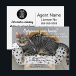Outgrown Your Home Cat Referral Card Postkarte<br><div class="desc">Outgrown Your Home Cat Referral Card Catch your clients’ attention with this fun and memorable real estate referral card, featuring a cute cat sitting on a tiny cat-sized sofa and the phrase “Outgrown your home?”. Perfect for pop-by gifts, mailers, or client appreciation campaigns, this playful design helps encourage referrals while...</div>