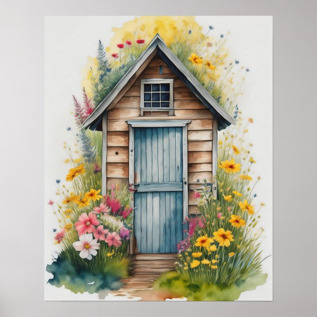 Outhouse Wasserfarbe 1 Poster (Vorne)