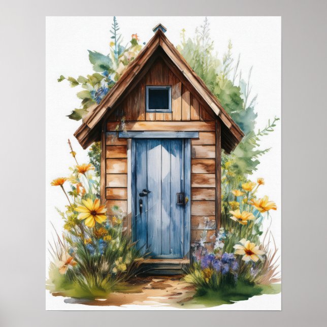 Outhouse Wasserfarbe 2 Poster (Vorne)