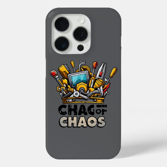 Outil Papa iPhone 15 Pro Coque Funny Chaos King Ca (Verso)