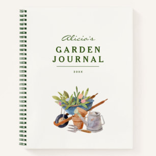Outils de jardinage Aquarelle Jardin Carnet Journa