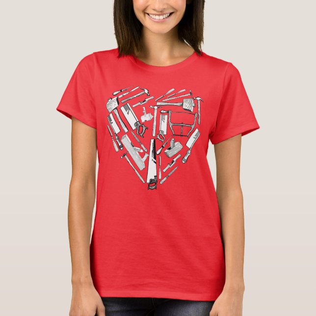 Outils de menuiserie vintage Tshirt cardiaque (Devant)