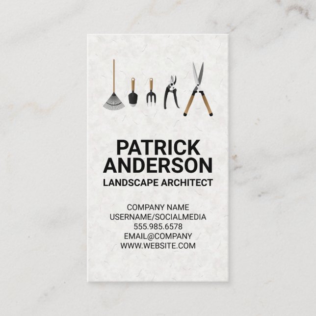 Outils de paysage | Carte de visite Gardener (Devant)