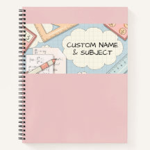 Outils mathématiques rose mignon Carnet spiral gra