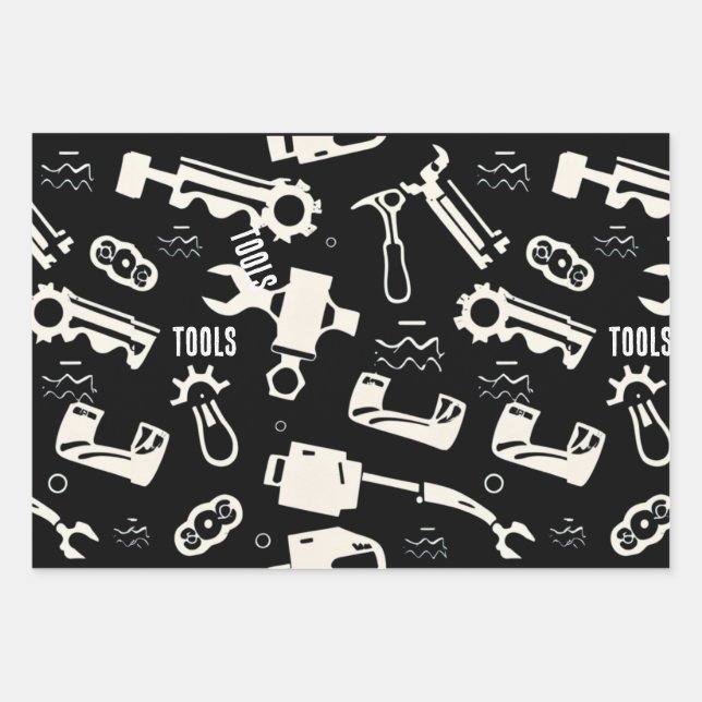 outils noir et blanc papier d'emballage lourd (Devant)