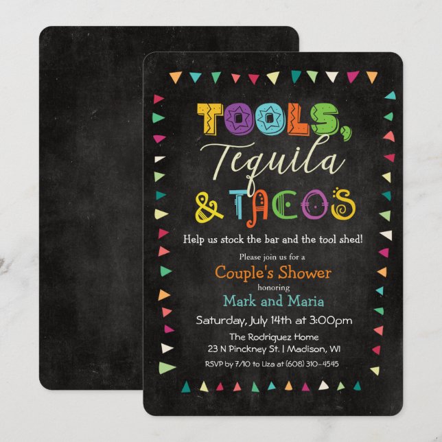 Outils Taco & Tequila Wedding shower Invitation (Devant / Derrière)