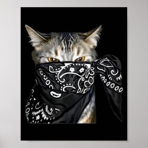 Outlaw-Katze Lustige Gangster-Katze mit Bandana Poster