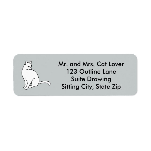 Outline Drawing Cat Sitting Address Labels (Vorne)