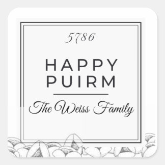 Outline Purim Label Quadratischer Aufkleber