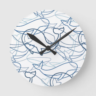 Outline whales runde wanduhr