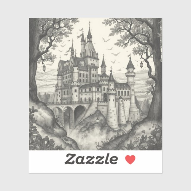 outlines of fairy tale castles and enchanted lands aufkleber (Blatt)