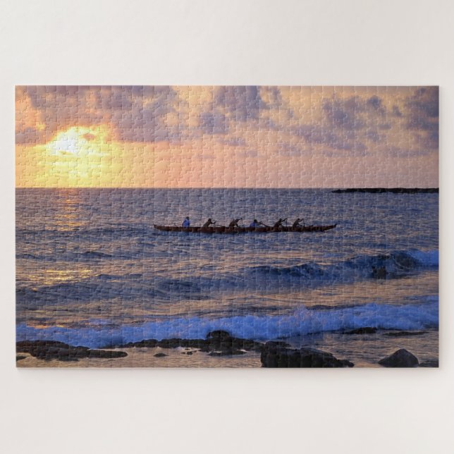 Outrigger Canoe bei Sunset auf der großen Insel Ha (Horizontal)