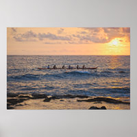 Outrigger Canoe bei Sunset auf der großen Insel Ha