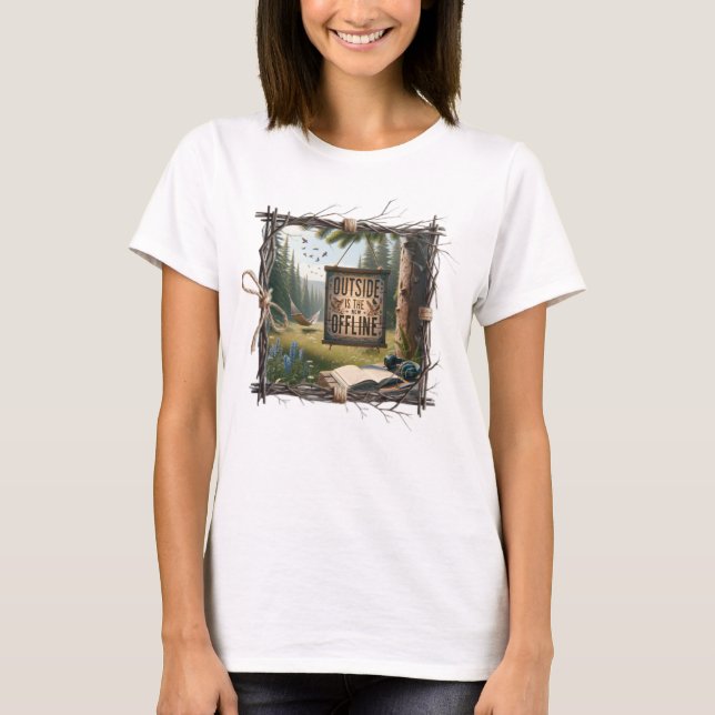 Outside Is the New Offline – Nature Vibes T-Shirt (Vorderseite)