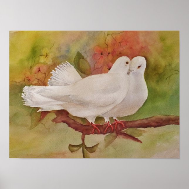 Outstanding White Love Doves Poster (Vorne)
