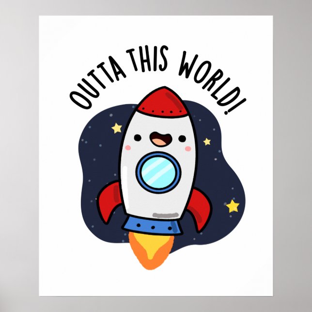Outta dieser Welt Funny Rocket Puff Poster (Vorne)