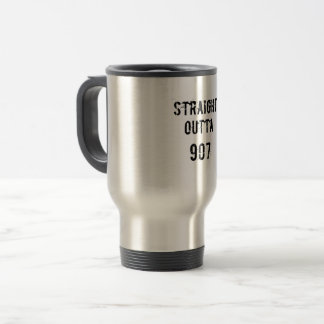 Outta droite 907 Travel Coffee Mug - Texte noir