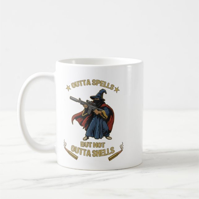 Outta Spells But Not Outta Shells Fantasy Meme Vin Kaffeetasse (Links)