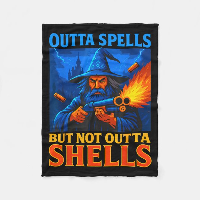 Outta Spells But Not Outta Shells Wizard Fantasy M Fleecedecke (Vorderseite)