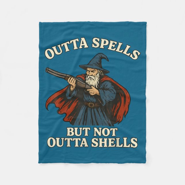 Outta Spells But Not Outta Shells Wizard Fantasy M Fleecedecke (Vorderseite)